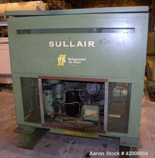 Used Sullair Refrigerated Air Dryer, model PSII-1000AC. Approximate 1000 cfm at 100/110 psi. Approximate 17 pound charge of R-22 refrigerant. 3/60/460 volt. Mounted on an I-beam frame.