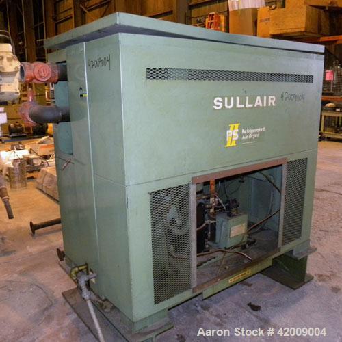 Used Sullair Refrigerated Air Dryer, model PSII-1000AC. Approximate 1000 cfm at 100/110 psi. Approximate 17 pound charge of R-22 refrigerant. 3/60/460 volt. Mounted on an I-beam frame.