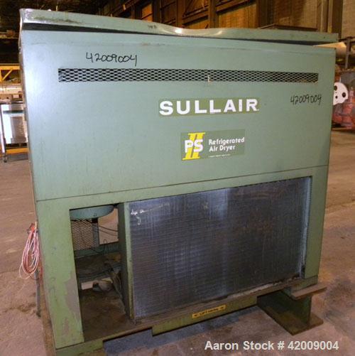 Used Sullair Refrigerated Air Dryer, model PSII-1000AC. Approximate 1000 cfm at 100/110 psi. Approximate 17 pound charge of R-22 refrigerant. 3/60/460 volt. Mounted on an I-beam frame.
