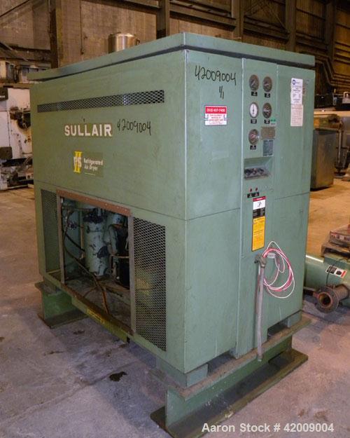 Used Sullair Refrigerated Air Dryer, model PSII-1000AC. Approximate 1000 cfm at 100/110 psi. Approximate 17 pound charge of R-22 refrigerant. 3/60/460 volt. Mounted on an I-beam frame.