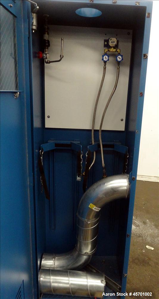 Used Advanced Specialty Gas Equipment Gas Cylinder Storage Cabinet, Model GC-2, Carbon Steel.  Cabinet type 2-cylinder, 72” tall x 18” deep x 24” wide. Includes a 6" diameter top vent opening, 1/4” t...