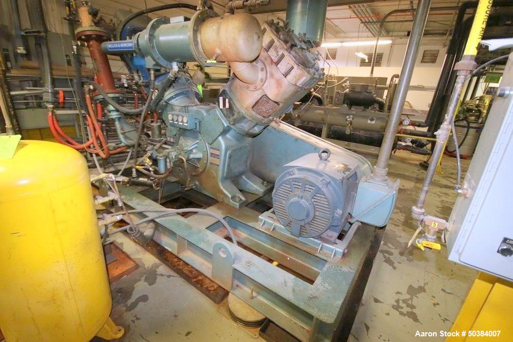 Used Belliss & Morcom 250 hp High-Pressure Reciprocating Compressor, Model VH15H3N, Serial # 9082, Stroke 165.1 MM, 750 Max. RPM, 45.5 Bar G Pressure, with Teco 1780 RPM Motor, 575 Volts, with SPX Hi...