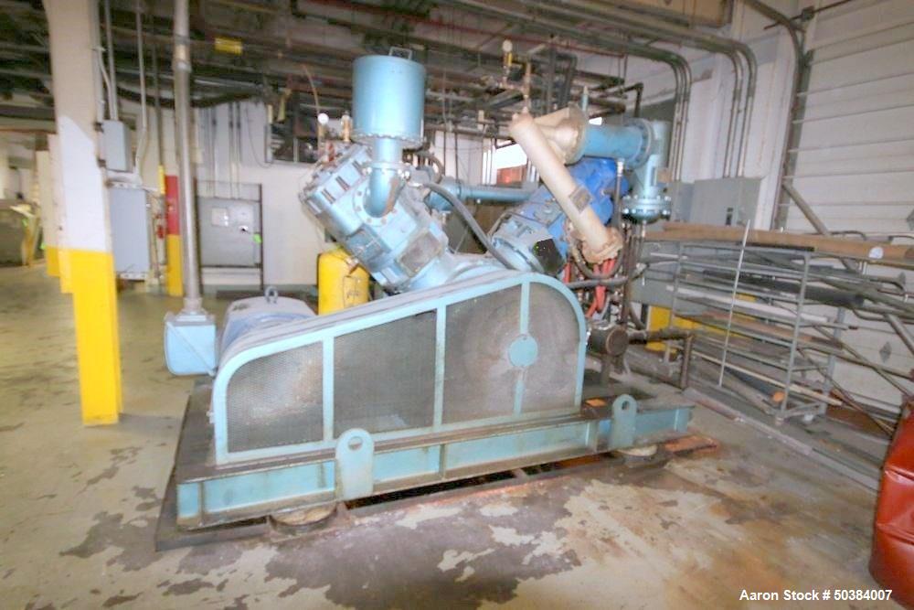 Used Belliss & Morcom 250 hp High-Pressure Reciprocating Compressor, Model VH15H3N, Serial # 9082, Stroke 165.1 MM, 750 Max. RPM, 45.5 Bar G Pressure, with Teco 1780 RPM Motor, 575 Volts, with SPX Hi...