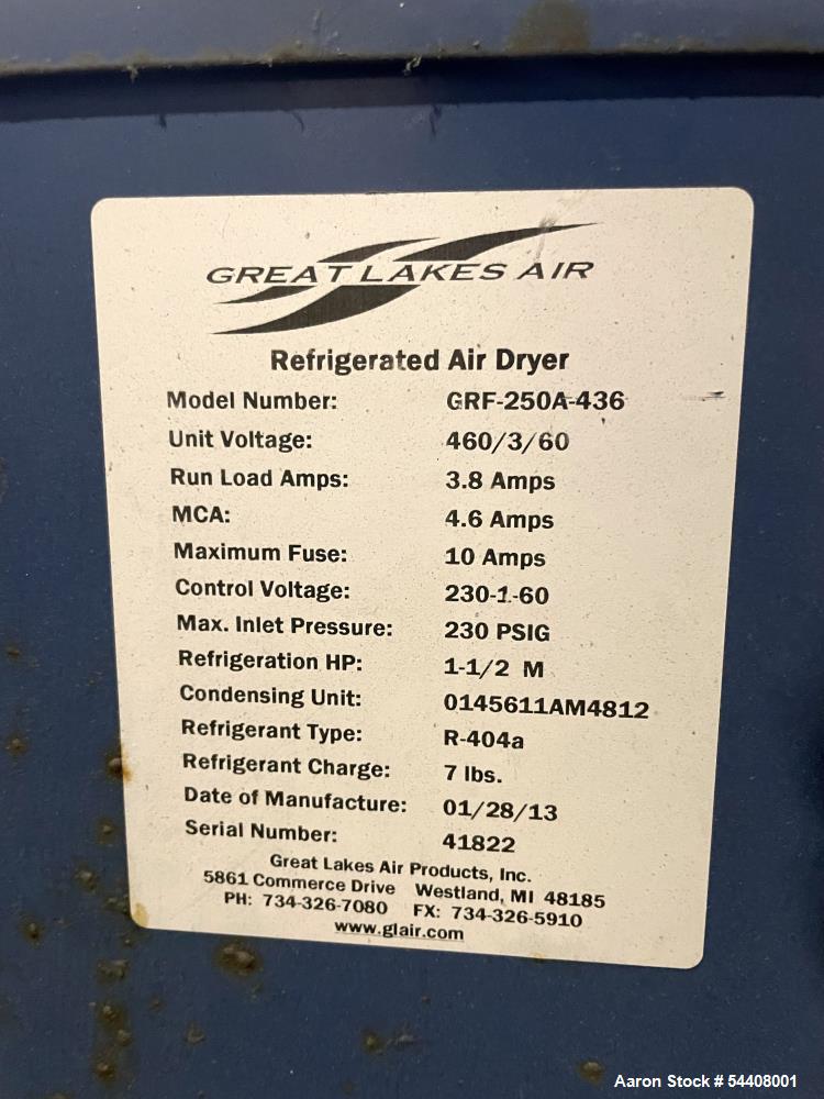 Used Great Lakes Air GN2-1800C11-XP2 Nitrogen Generator System – 3,745 SCFH, 99.5% Purity with Air Dryer & Tanks
