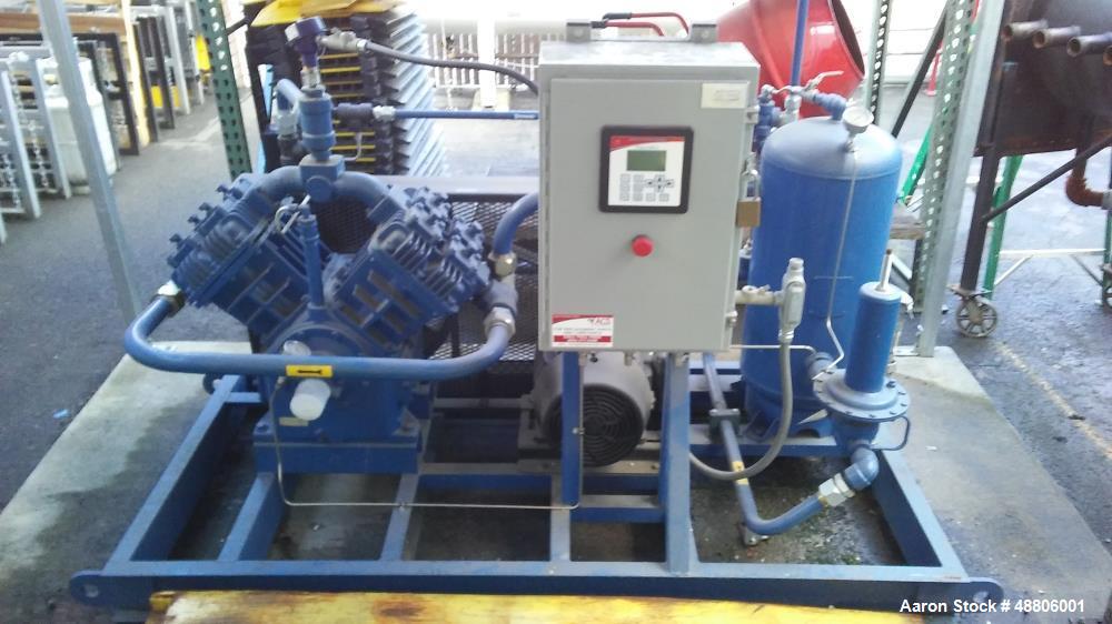 Used Quincy Natural Gas Compressor, Model 4125NG. Air-cooled, Weg W22 230/460 volt 15 horsepower, 1765 rpm motor. Oil reservoir, digital control panel. Current configuration 25 p.s.i. Can be configur...