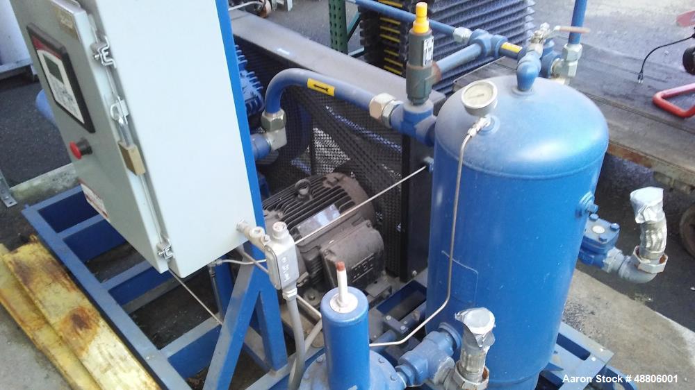 Used Quincy Natural Gas Compressor, Model 4125NG. Air-cooled, Weg W22 230/460 volt 15 horsepower, 1765 rpm motor. Oil reservoir, digital control panel. Current configuration 25 p.s.i. Can be configur...