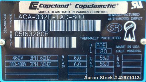 Used- Copeland  Refrigerated Air Cooled Compressor, Model LACA-032E-TAD-800