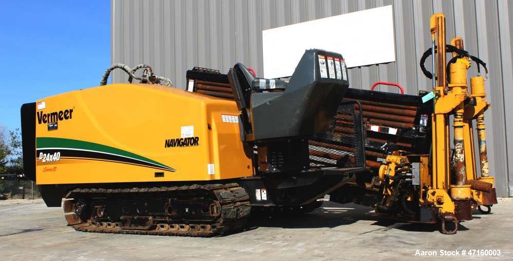 Used 2005 Vermeer D24X40II Directional Drill with 125 hp John Deere Diesel Engine. Machine features 24,000 lbs. of thrust and pullback, 4000 ft. lbs. of torque, 50 GPM Aplex Water Pump at 1300 psi. 5...