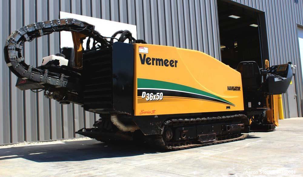 Used 2008 Vermeer D36X50II Navigator with 140 hp. John Deere Diesel Engine. Machine features 36,000 lbs. of thrust and pullback, 4995 ft. lbs. of torque, 50 GPM FMC Water Pump at 850 psi. 500' of use...