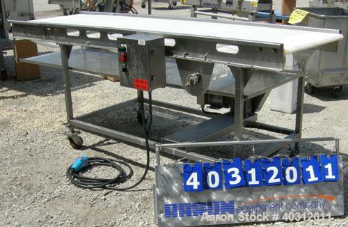 Used Belt Conveyor, 29" wide x 102" long plastic belt. Driven by a 1/2 hp, 3/60/230/460 volt, 1725 rpm motor with an Allen Bradley Powerflex 4 panel. Mounted on a 304 stainless steel frame with caste...