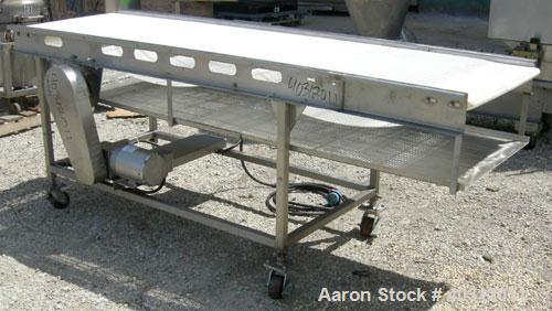 Used Belt Conveyor, 29" wide x 102" long plastic belt. Driven by a 1/2 hp, 3/60/230/460 volt, 1725 rpm motor with an Allen Bradley Powerflex 4 panel. Mounted on a 304 stainless steel frame with caste...