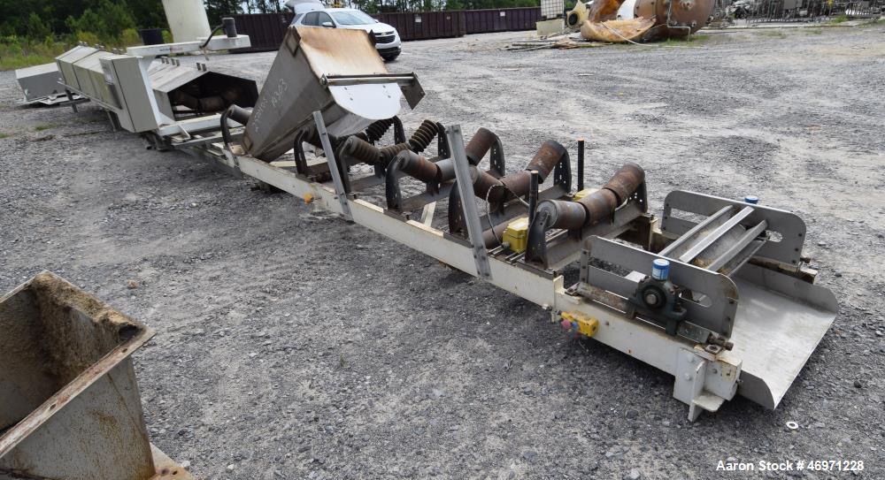 Used OFI Custom Metal Fabrication Rubber Belt Conveyor. Approximate 24" wide x 600" long belt. Overall Dimensions 60'OAL x 5'6"OAW x 5'10"OAH. Built 2007.