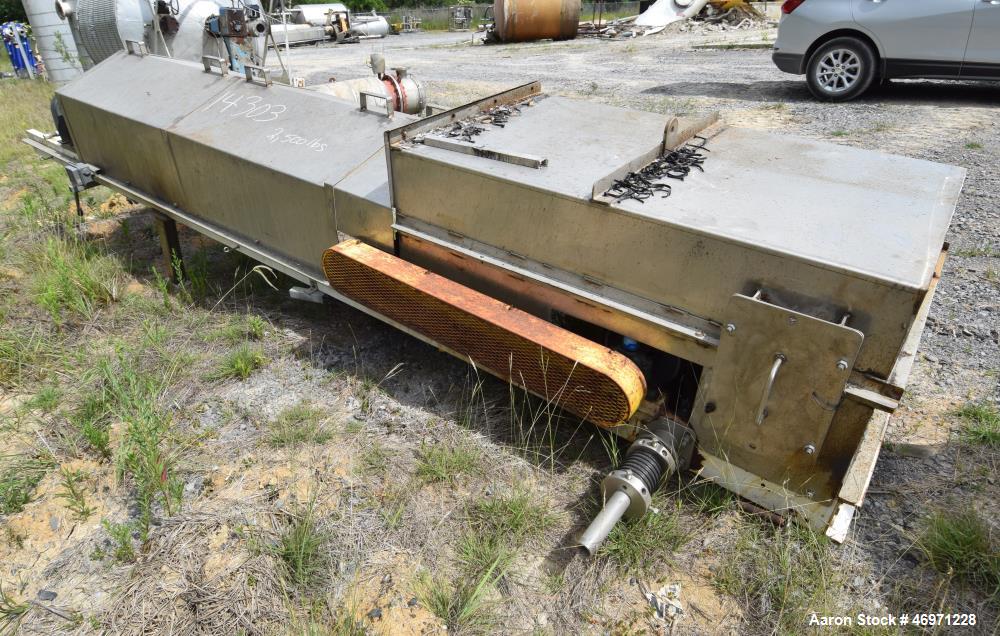 Used OFI Custom Metal Fabrication Rubber Belt Conveyor. Approximate 24" wide x 600" long belt. Overall Dimensions 60'OAL x 5'6"OAW x 5'10"OAH. Built 2007.