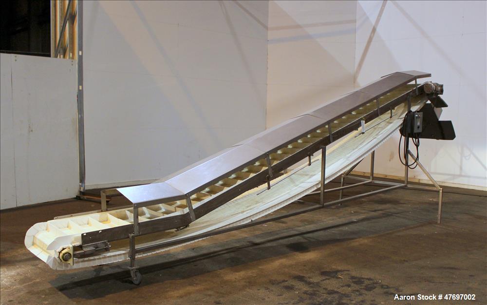 Used Incline Conveyor, 304 Stainless Steel.