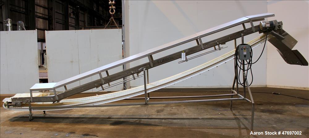 Used Incline Conveyor, 304 Stainless Steel.