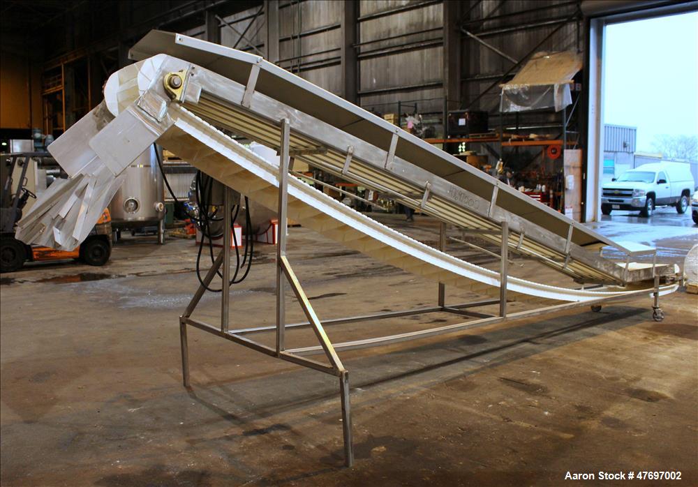 Used Incline Conveyor, 304 Stainless Steel.