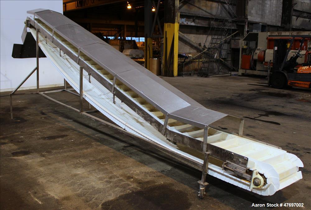 Used Incline Conveyor, 304 Stainless Steel.