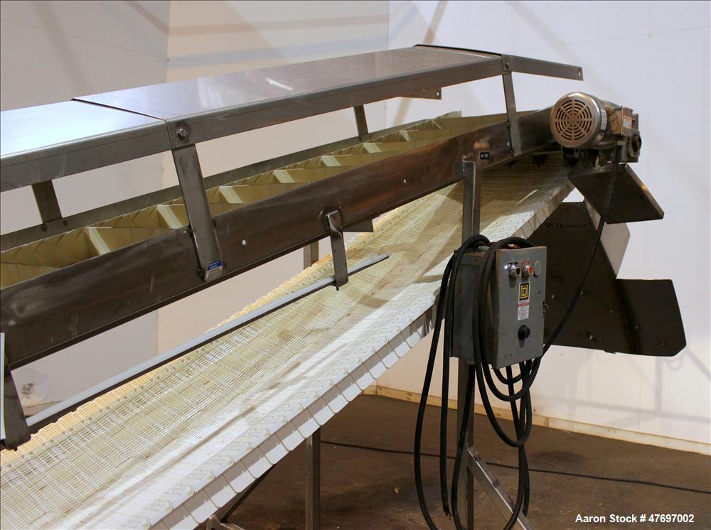 Used Incline Conveyor, 304 Stainless Steel.