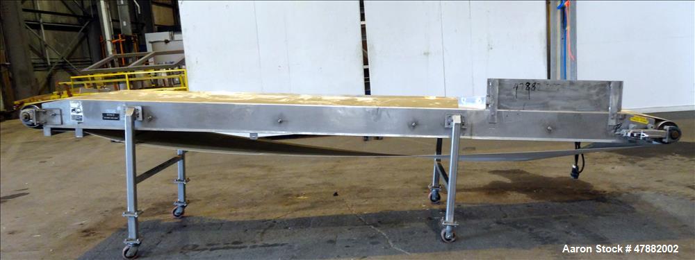Used Incline 304 stainless steel conveyor, approximate 180" long x 30" wide,