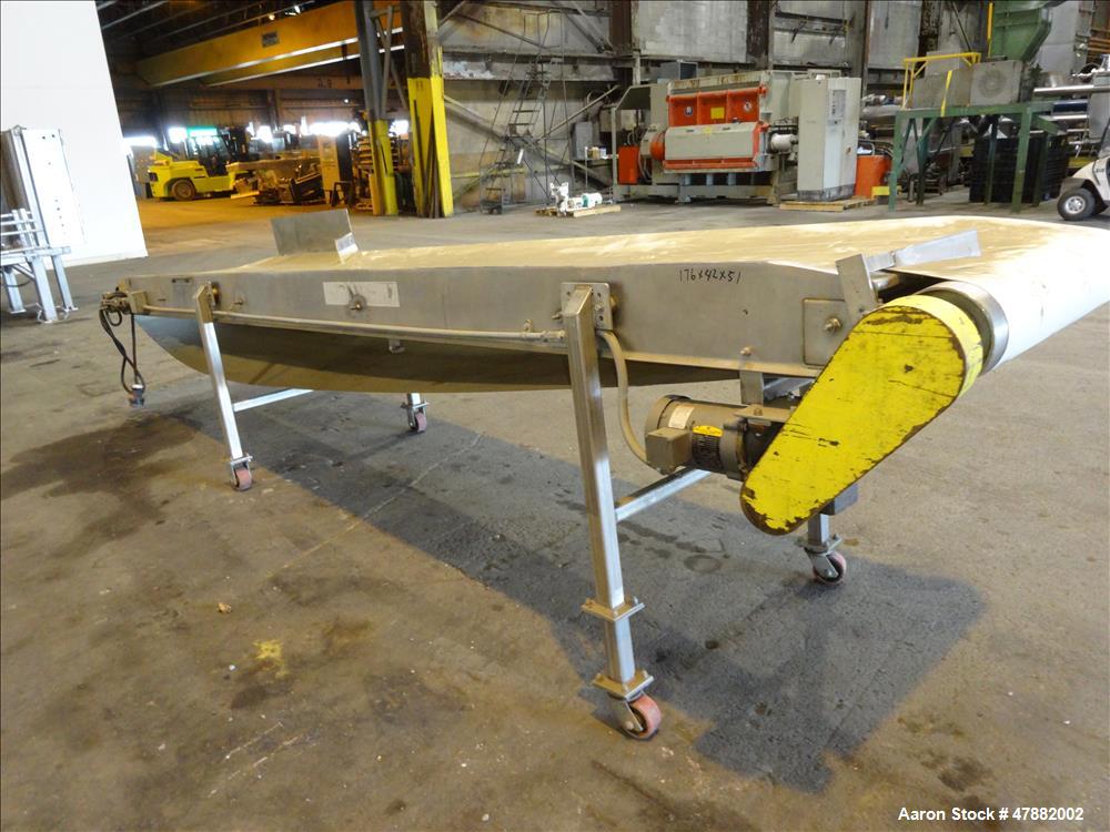 Used Incline 304 stainless steel conveyor, approximate 180" long x 30" wide,