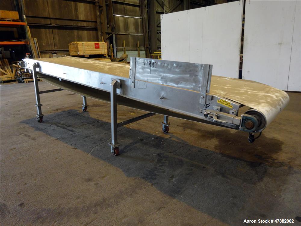 Used Incline 304 stainless steel conveyor, approximate 180" long x 30" wide,