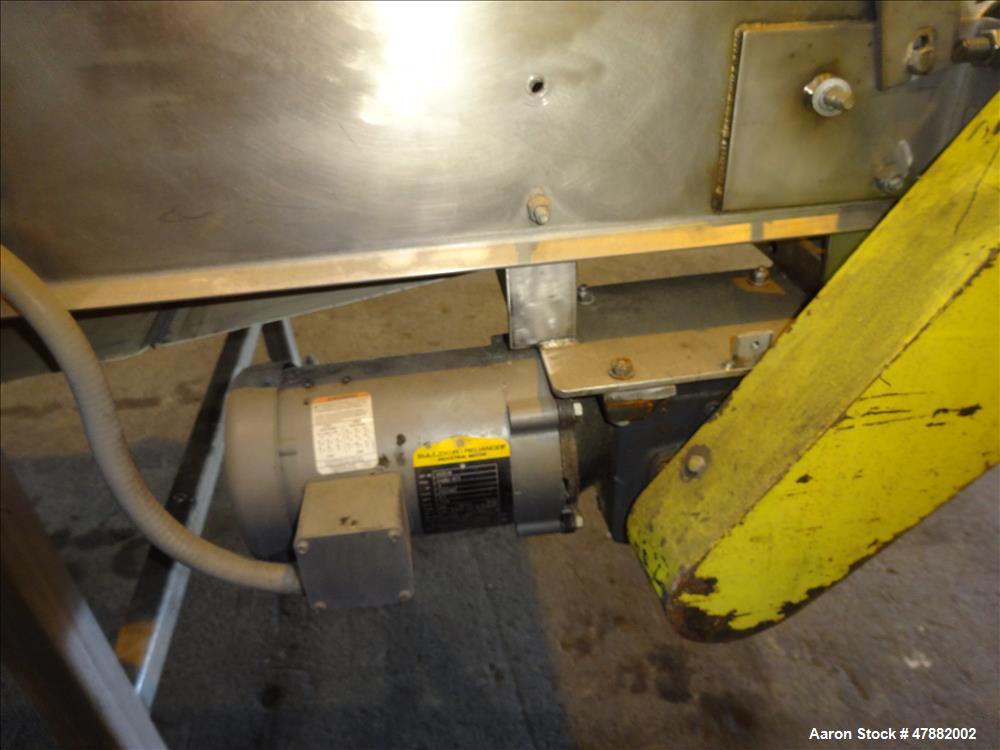 Used Incline 304 stainless steel conveyor, approximate 180" long x 30" wide,