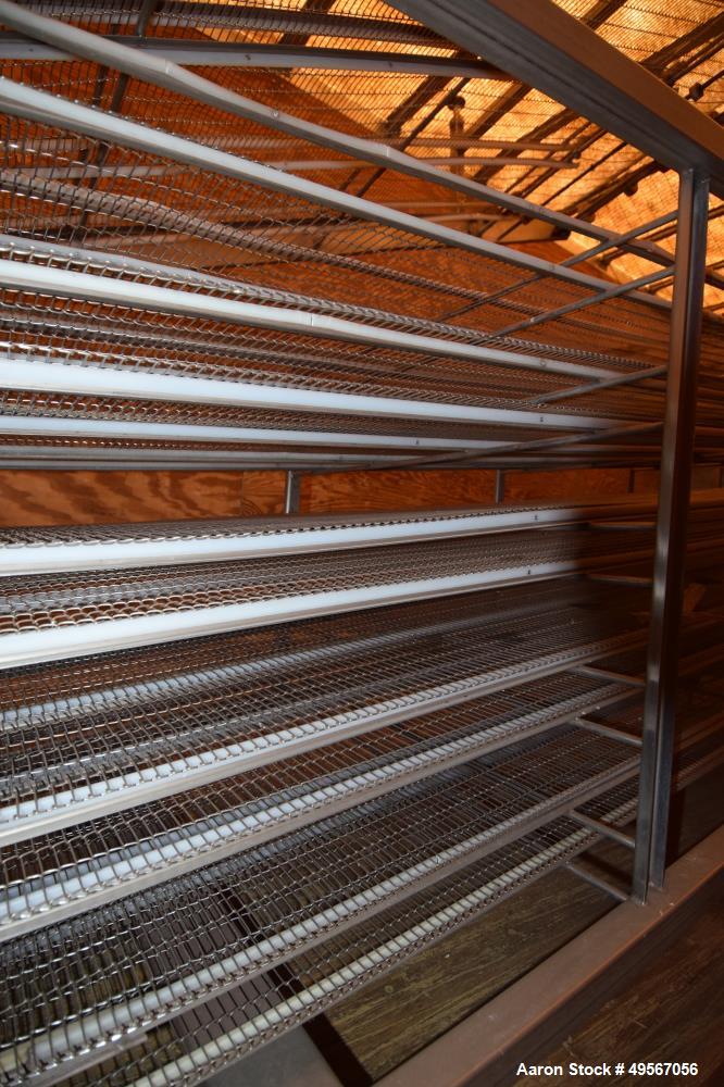 Used 5 Pass wire mesh belt and plastic belt cooling conveyors, approximate 36" wide.
