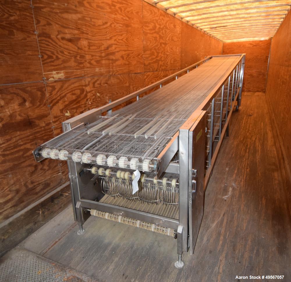 Used 5 Pass wire mesh belt and plastic belt cooling conveyors, approximate 36" wide.