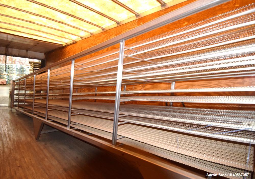 Used 5 Pass wire mesh belt and plastic belt cooling conveyors, approximate 36" wide.