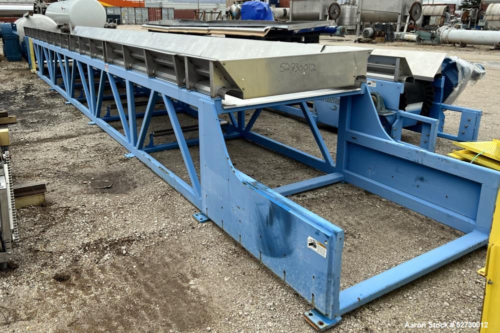 Used- Wirtz Mfg Co. Battery Recycling Systems Belt Conveyor. Approximate 310" long x 44" wide. Driven by a 1-1/2hp, 3/60/230...