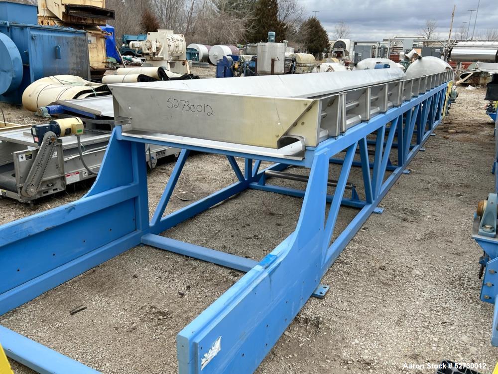 Used- Wirtz Mfg Co. Battery Recycling Systems Belt Conveyor. Approximate 310" long x 44" wide. Driven by a 1-1/2hp, 3/60/230...