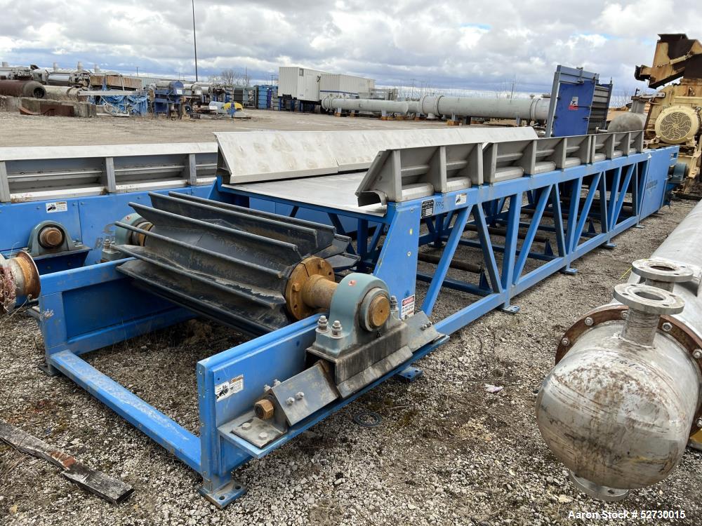 Used Wirtz Mfg Co. Belt Conveyor, Model Paste Conveyor. Approximate 310" long x 44" wide conveyor. Driven by a 1/2hp, 3/60/230/460 volt, 300 - 1800 rpm motor through a reducer. Painted carbon steel f...