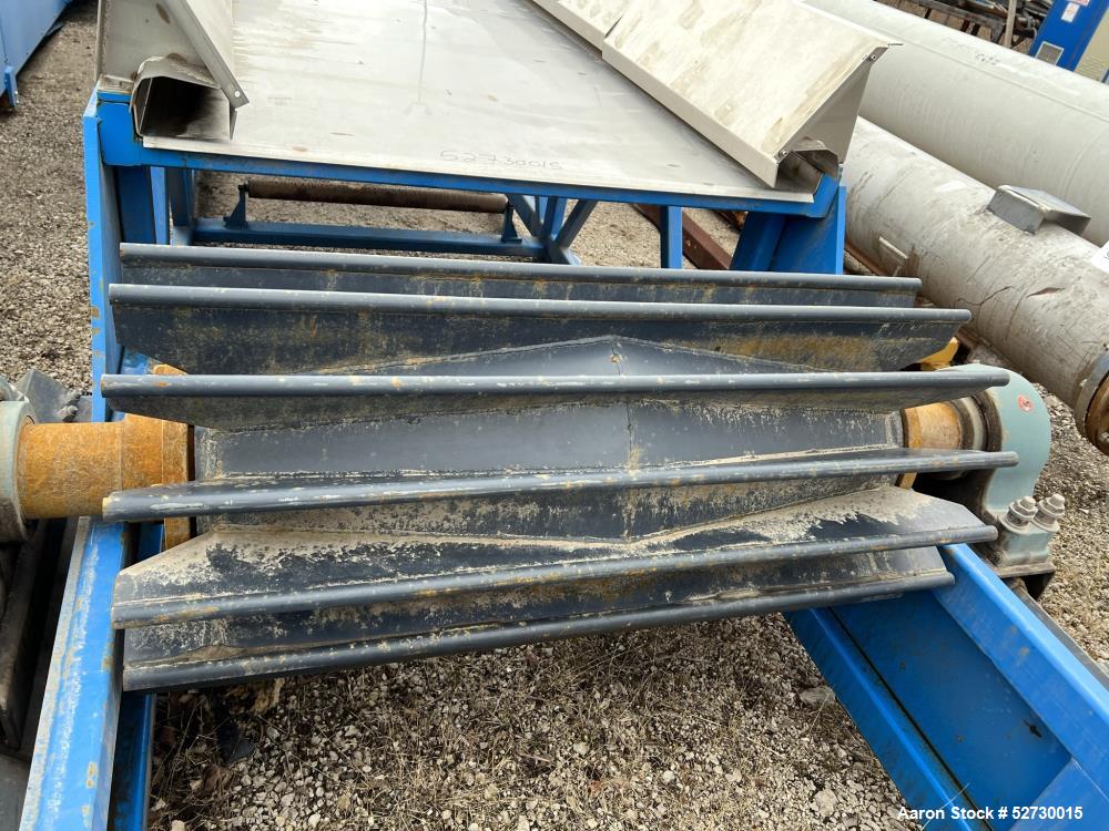 Used Wirtz Mfg Co. Belt Conveyor, Model Paste Conveyor. Approximate 310" long x 44" wide conveyor. Driven by a 1/2hp, 3/60/230/460 volt, 300 - 1800 rpm motor through a reducer. Painted carbon steel f...