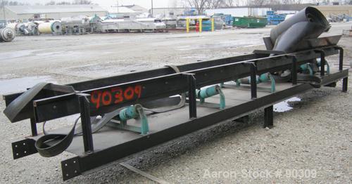 USED: Rubber belt conveyor, carbon steel frame. Rubber belt approximately 26" wide x 44' long. (3) Sections. Driven by a 2 h...