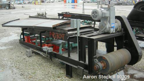 USED: Rubber belt conveyor, carbon steel frame. Rubber belt approximately 26" wide x 44' long. (3) Sections. Driven by a 2 h...