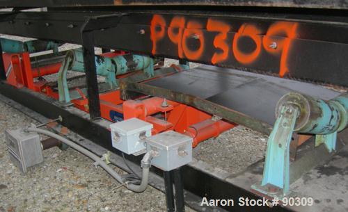 USED: Rubber belt conveyor, carbon steel frame. Rubber belt approximately 26" wide x 44' long. (3) Sections. Driven by a 2 hp, 3/60/230/460 volt, 1730 rpm variable speed motor, ratio 17:1, min/max rp...