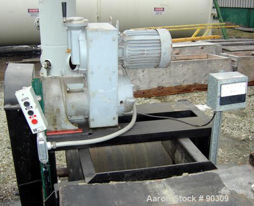 USED: Rubber belt conveyor, carbon steel frame. Rubber belt approximately 26" wide x 44' long. (3) Sections. Driven by a 2 hp, 3/60/230/460 volt, 1730 rpm variable speed motor, ratio 17:1, min/max rp...