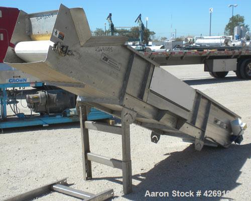 Used Bunting Magnetics Incline Belt Conveyor, Model GFC24-156. Plastic partial pleated belt 23-1/2" wide x 148’’ long. Pleats approximately 31" apart, and 3’’ tall. Driven by a 1/2 hp, 3/60/208-230/4...