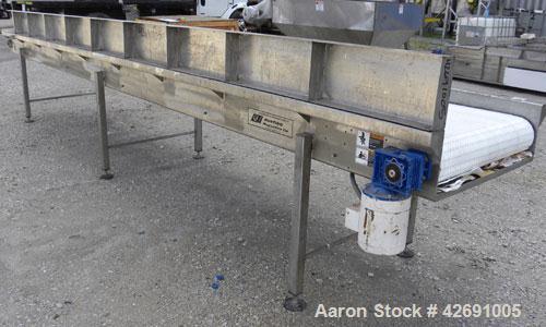 Used Bunting Magnetics Belt Conveyor, Model SC130-00-18. Plastic belt 29-1/2" wide x 210" long. Approximate 36" dump height. Driven by a 1/2 hp, 3/60/208-230/460 volt, 1725 rpm gear motor, ratio 30 t...
