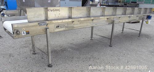 Used Bunting Magnetics Belt Conveyor, Model SC130-00-18. Plastic belt 29-1/2" wide x 210" long. Approximate 36" dump height. Driven by a 1/2 hp, 3/60/208-230/460 volt, 1725 rpm gear motor, ratio 30 t...