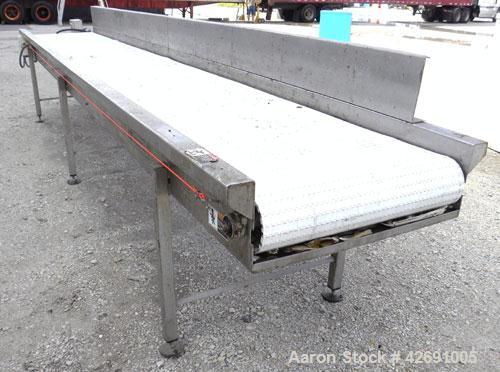Used Bunting Magnetics Belt Conveyor, Model SC130-00-18. Plastic belt 29-1/2" wide x 210" long. Approximate 36" dump height. Driven by a 1/2 hp, 3/60/208-230/460 volt, 1725 rpm gear motor, ratio 30 t...