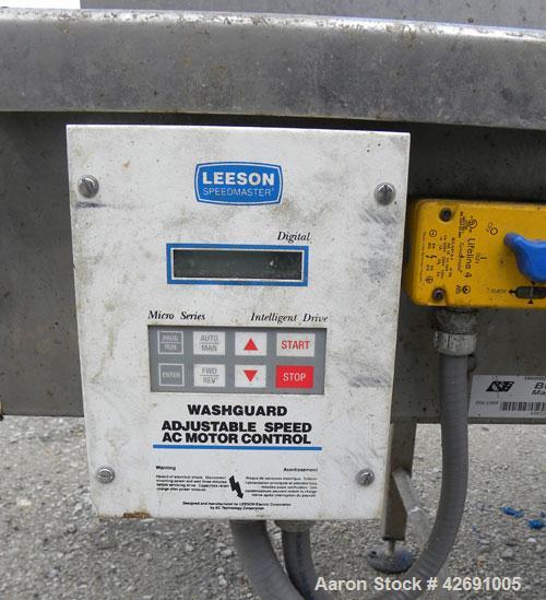 Used Bunting Magnetics Belt Conveyor, Model SC130-00-18. Plastic belt 29-1/2" wide x 210" long. Approximate 36" dump height. Driven by a 1/2 hp, 3/60/208-230/460 volt, 1725 rpm gear motor, ratio 30 t...