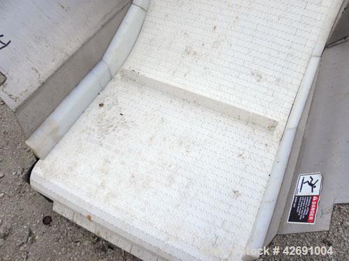 Used Bunting Magnetics Incline Belt Conveyor, Model SC130-03-05. Plastic pleated belt 29-1/2" wide x 20" long bottom horizontal section x  72’’ inclined section. Pleats approximately 25" apart, and 3...