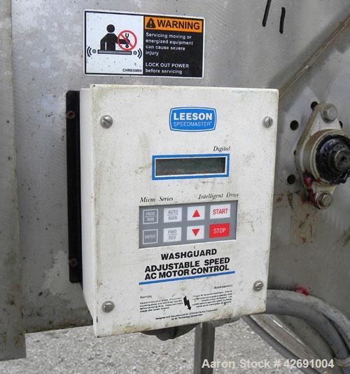 Used Bunting Magnetics Incline Belt Conveyor, Model SC130-03-05. Plastic pleated belt 29-1/2" wide x 20" long bottom horizontal section x  72’’ inclined section. Pleats approximately 25" apart, and 3...