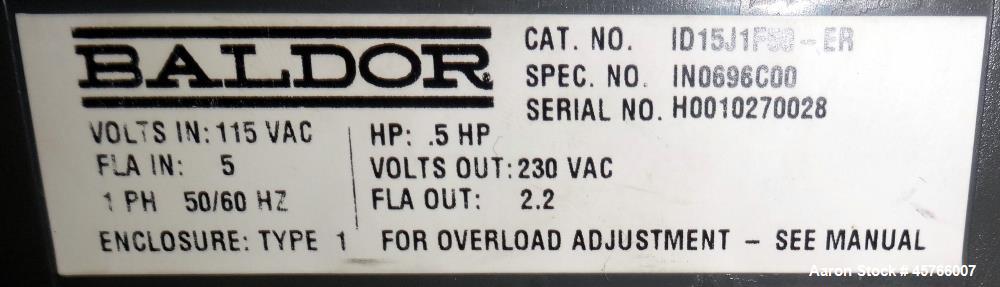 Used Conair TC Series Takeaway Conveyor, Model TC6-16. Approximate 6" wide x 192" long rubber belt, driven by a 1/3hp gear motor with a Baldor drive. Includes a Pneumatic ejector system with accumula...
