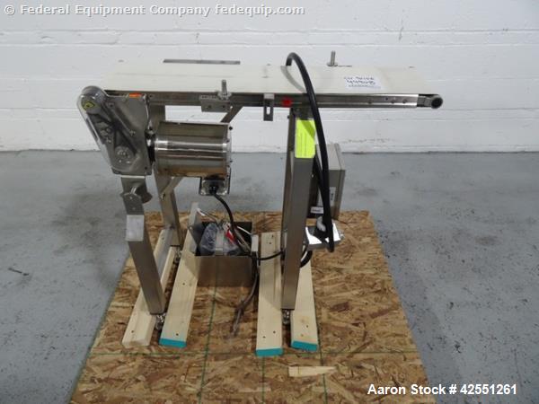 Used Dorner 7200 Series Horizontal Belt Conveyor. 8" Wide x 34" long smooth belt with 0.5/0.33 hp, 208-230/190V, 3 phase motor, 15:1 gearbox, with controls, stainless steel construction.