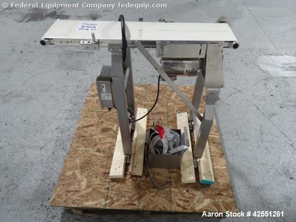 Used Dorner 7200 Series Horizontal Belt Conveyor. 8" Wide x 34" long smooth belt with 0.5/0.33 hp, 208-230/190V, 3 phase motor, 15:1 gearbox, with controls, stainless steel construction.