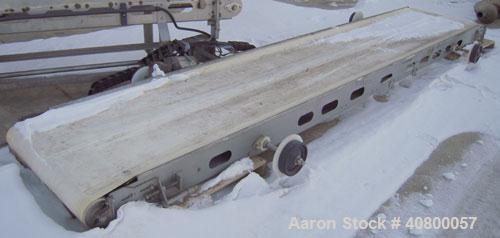 Used Heat and Control MinuteMan Accumulation Conveyor System, model CV-BT-ACCUM, 304 stainless steel. Approximate 200 cubic foot capacity. 60" wide x 204" long bottom product flow belt, driven by a 1...