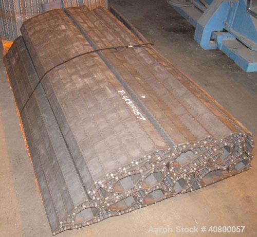 Used Heat and Control MinuteMan Accumulation Conveyor System, model CV-BT-ACCUM, 304 stainless steel. Approximate 200 cubic foot capacity. 60" wide x 204" long bottom product flow belt, driven by a 1...