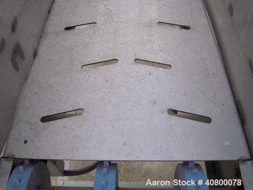 Used Heat And Control Deoiler Belt Conveyor, Model CV-BT-PL, 304 Stainless Steel. 18" Wide x 186" long belt. Driven by a 3/4 hp, 3/60/575 volt, 1740 rpm gearmotor. Approximate 18" tall sidewalls. Mou...